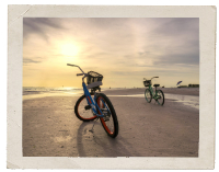2 bikes parked on the beach